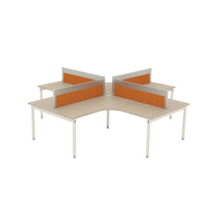 Cluster of 4 L-shaped with Fabric Screen Panel