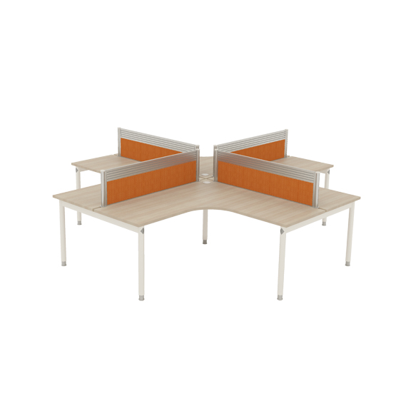Cluster of 4 L-shaped with Fabric Screen Panel